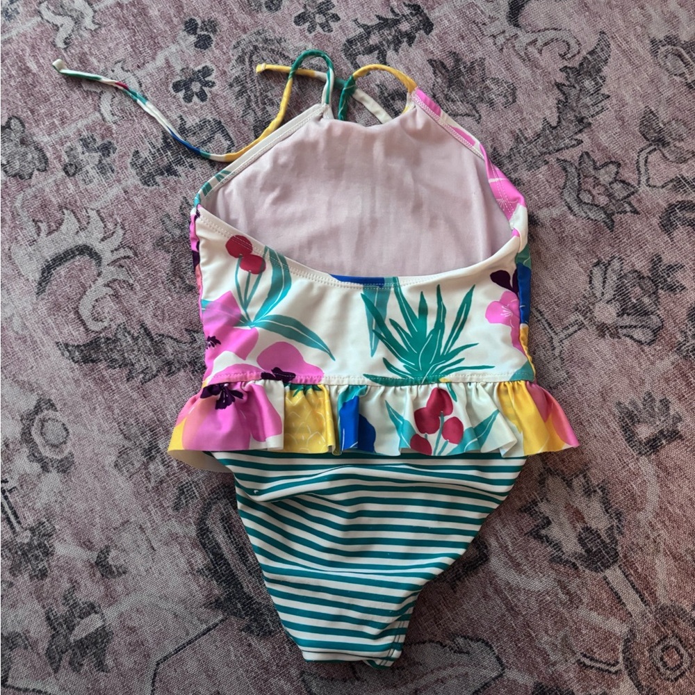 Tea brand floral one piece swim with stripes - Picture 4 of 5